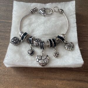 Kim Rogers Silver Heart Charm Bracelet  Gently worn.